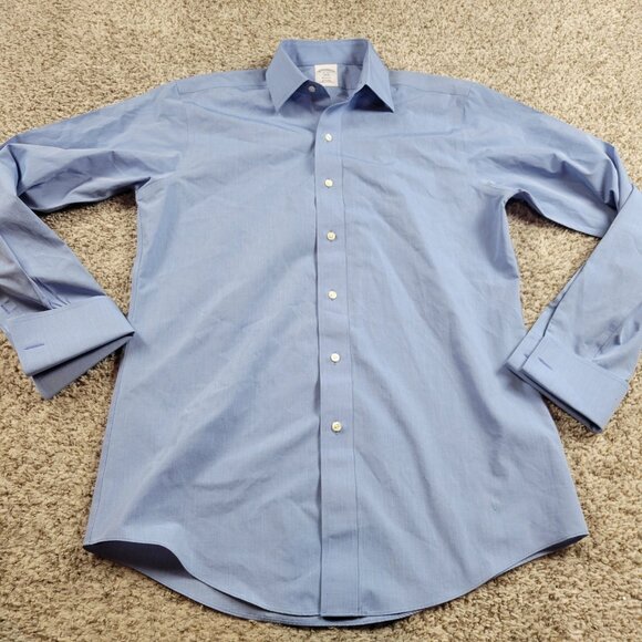 Brooks Brothers Other - Brooks Brothers Dress Shirt Mens 15 34 Blue Button Up Regent French Cuff Flaw*